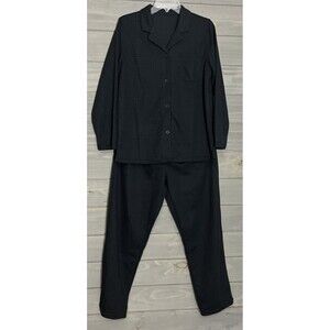 David Archy Pajamas Womens M Black Waffle Knit Long Sleeve